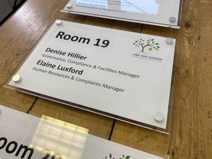 Perspex office door sign