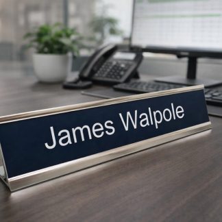Chrome Silver Desk Sign