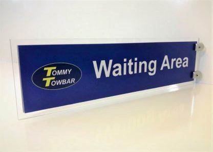 Perspex waiting room projecting sign