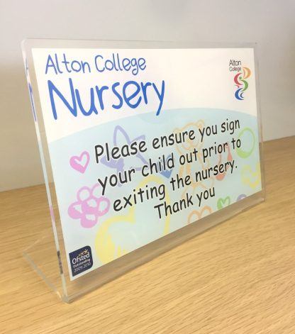 freestanding acrylic sign