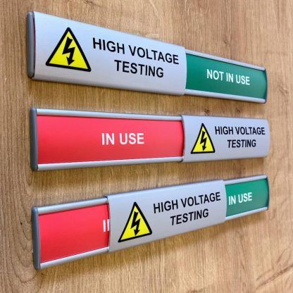 Curved Aluminium In Use/Vacant Slider Sign with Name printed