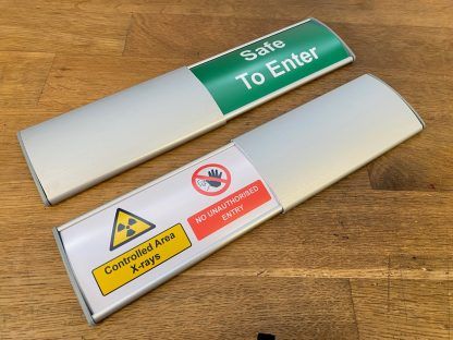 controlled area x-rays no unauthorised entry safe to enter dental radiography control zone slider sign