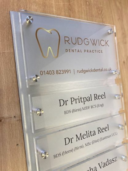 Gold changeable name board sign for dental surgeries