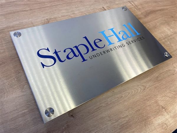 Staple Hall steel plaque