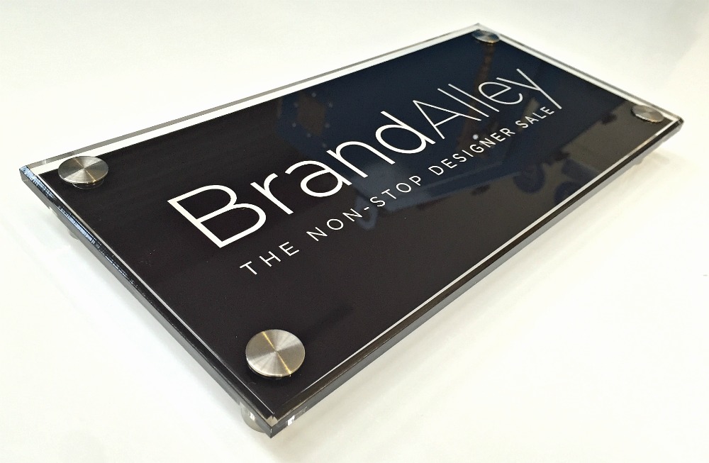 Brand alley black perspex sign. 31x15cm size