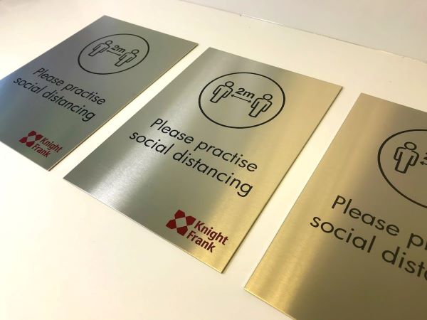social-distancing-brushed-stainless-steel-etched-signs-with-black-and-red-lettering